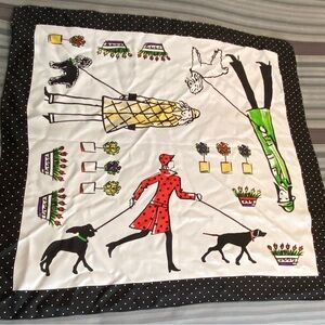 Talbots Whimsical Paris Street Scene 100% Silk Scarf